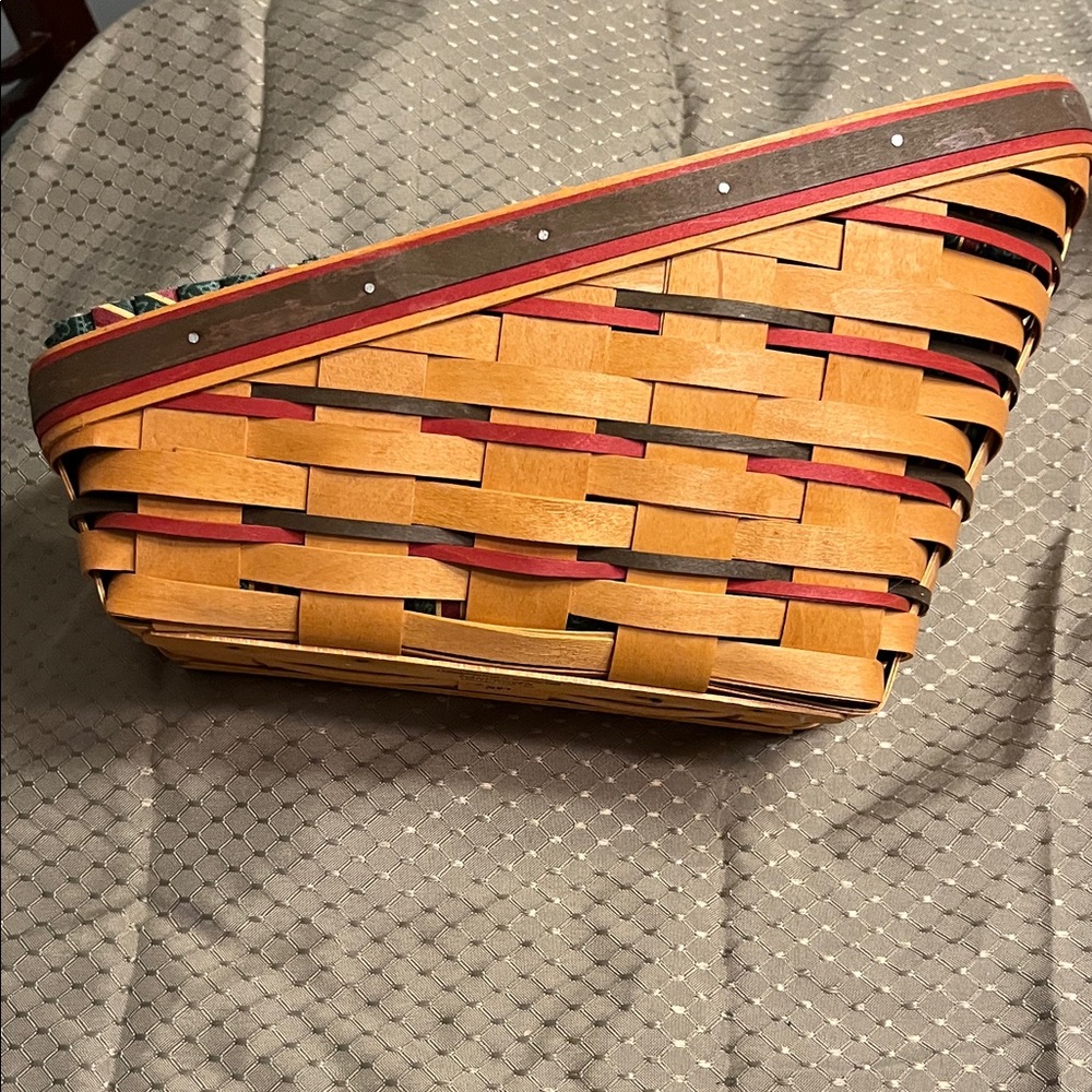 Longaberger Striped Green and Red Basket - Picture 4 of 4
